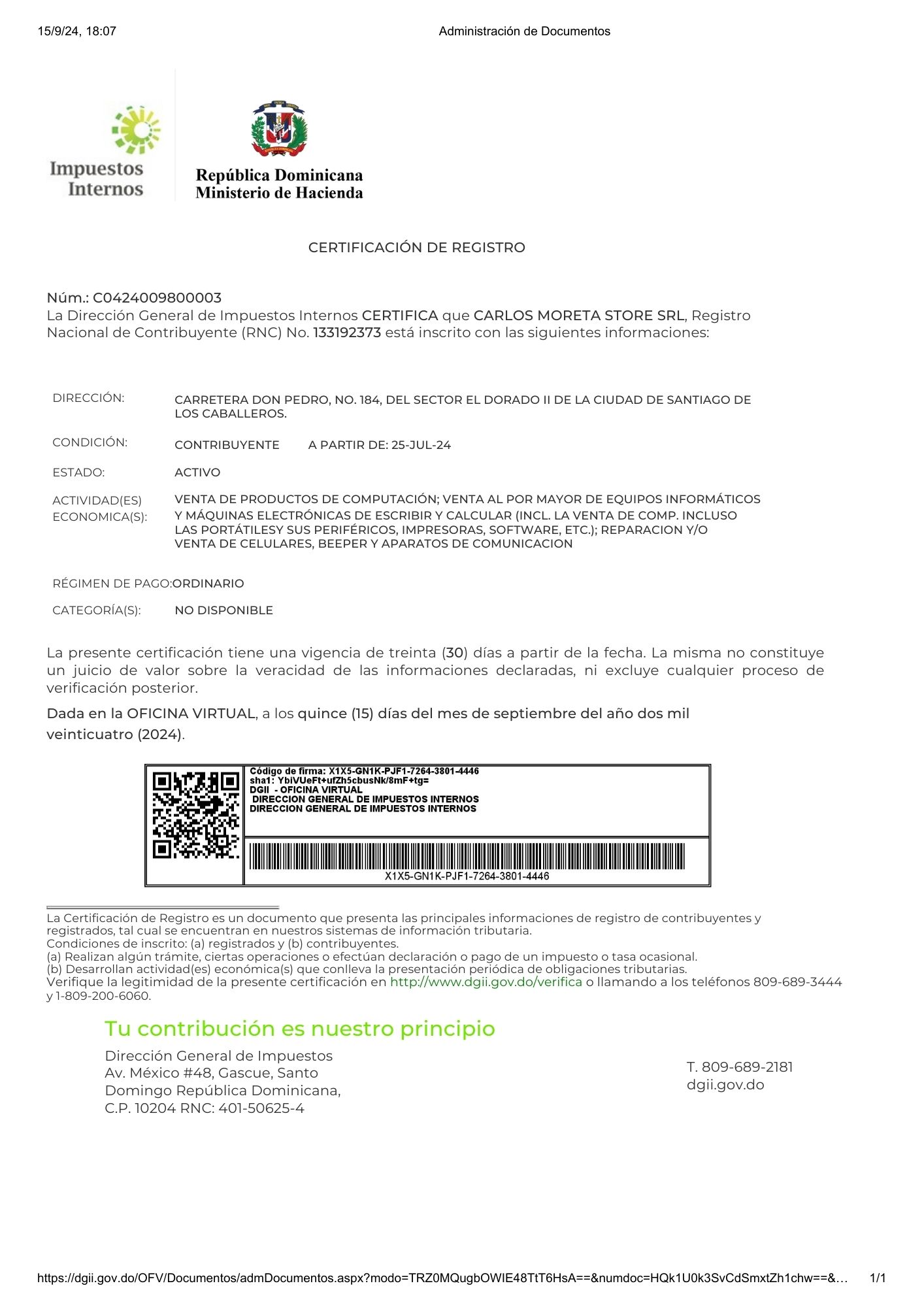 CERTIFICACION DE RNC pdf