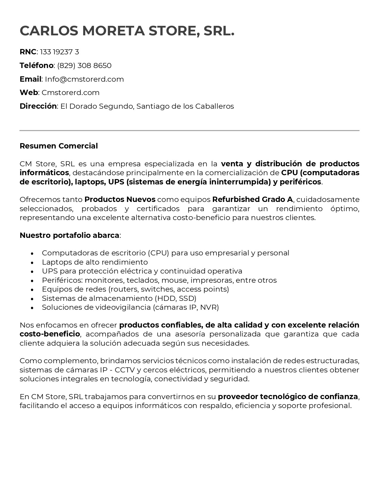 PROPUESTA DE NEGOCIO CARLOS MORETA STORE SRL page 0001
