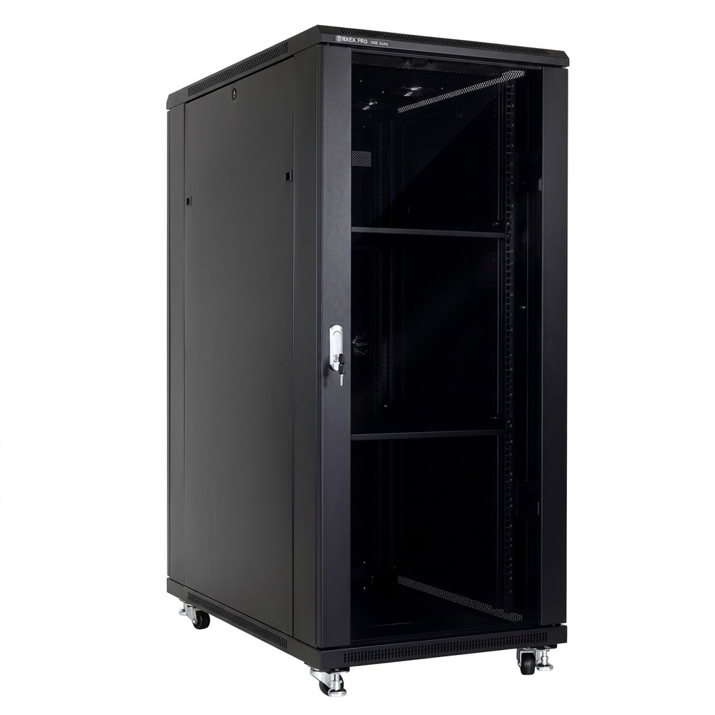 Gabinete Linkbasic 27U Rack De Piso Puerta de Cristal